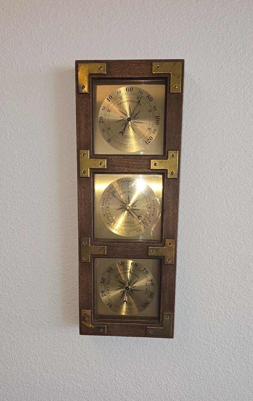 Vintage Springfield 3702 Weather Station Thermometer, Barometer,Humidity Meters